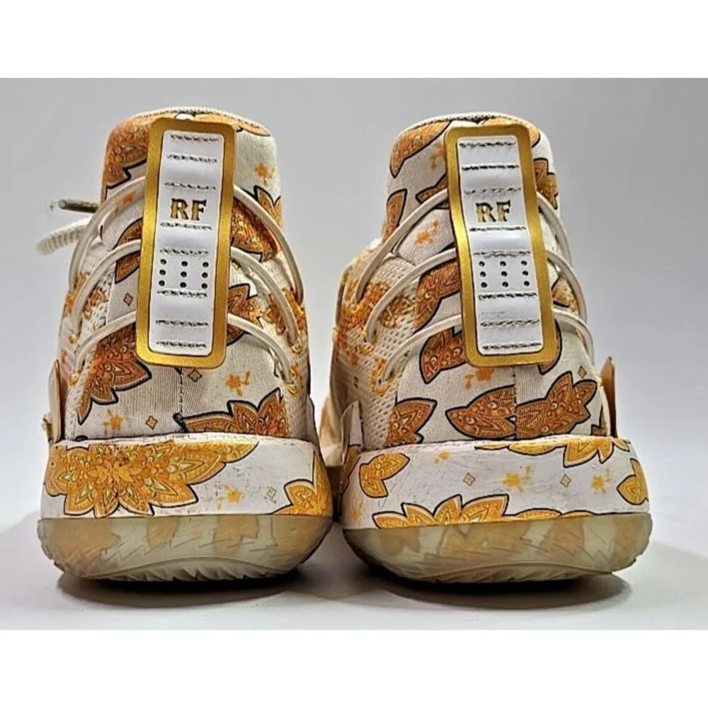 "WOOOOO" Size 7 - adidas FX6616 Ric Flair X Dame 7 White Gold Metallic Pre Owned - Picture 6 of 10